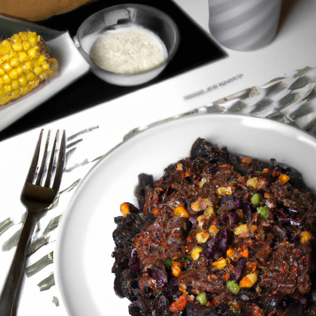 Photo illustrating the recipe from : Ground beef with black beans and corn (Chile)