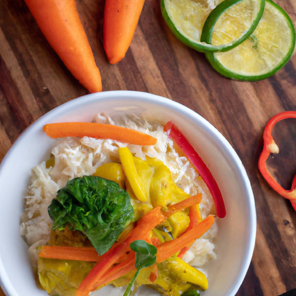 Photo illustrant la recette de : Bol de riz aux légumes et à la sauce curry