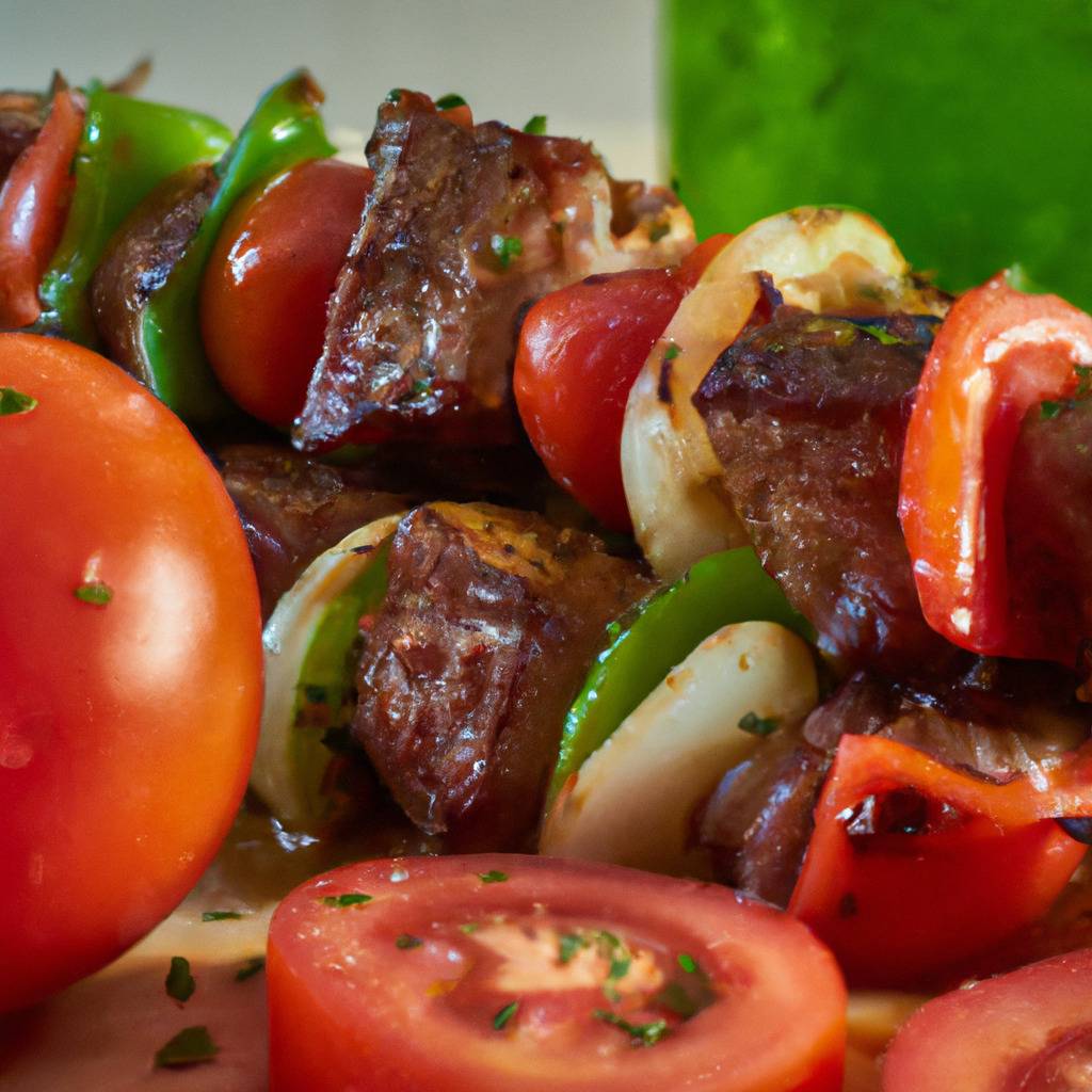 Foto zur Illustration des Rezepts von : Rindfleischspieße mit Gemüse