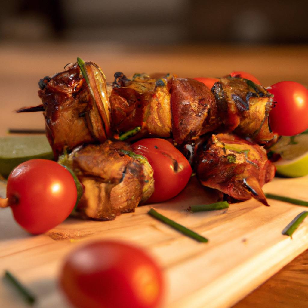 Photo illustrating the recipe from : Barbecued marinated pork brochettes