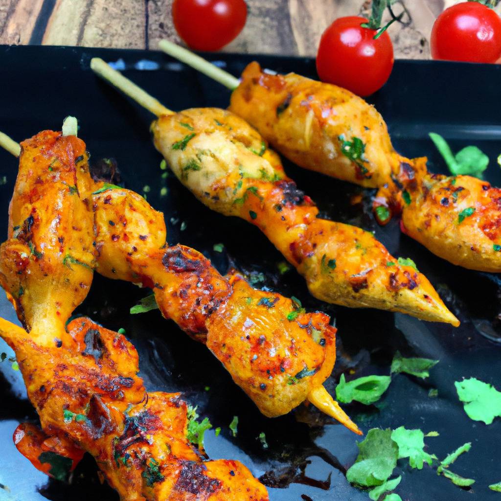 Fotografia que ilustra a receita de : Espetadas de frango marinado no churrasco