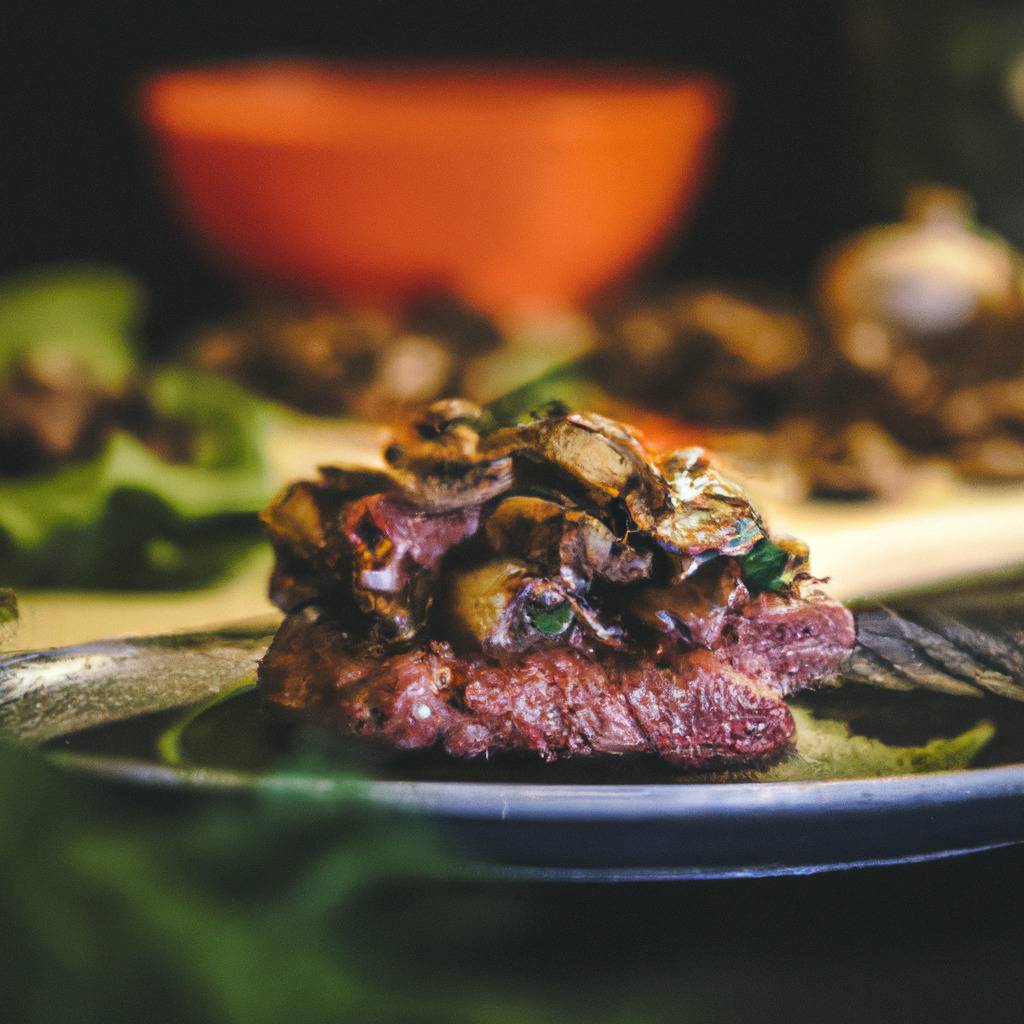 Foto che illustra la ricetta da : Hamburger di manzo macinato con funghi saltati