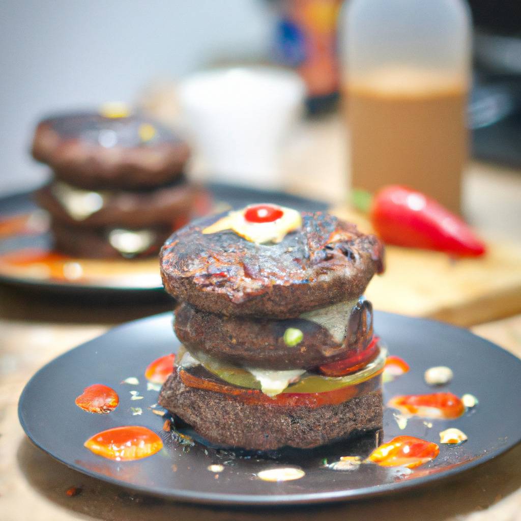 Foto zur Illustration des Rezepts von : Hackfleisch-Burger mit schwarzer Pfeffersoße
