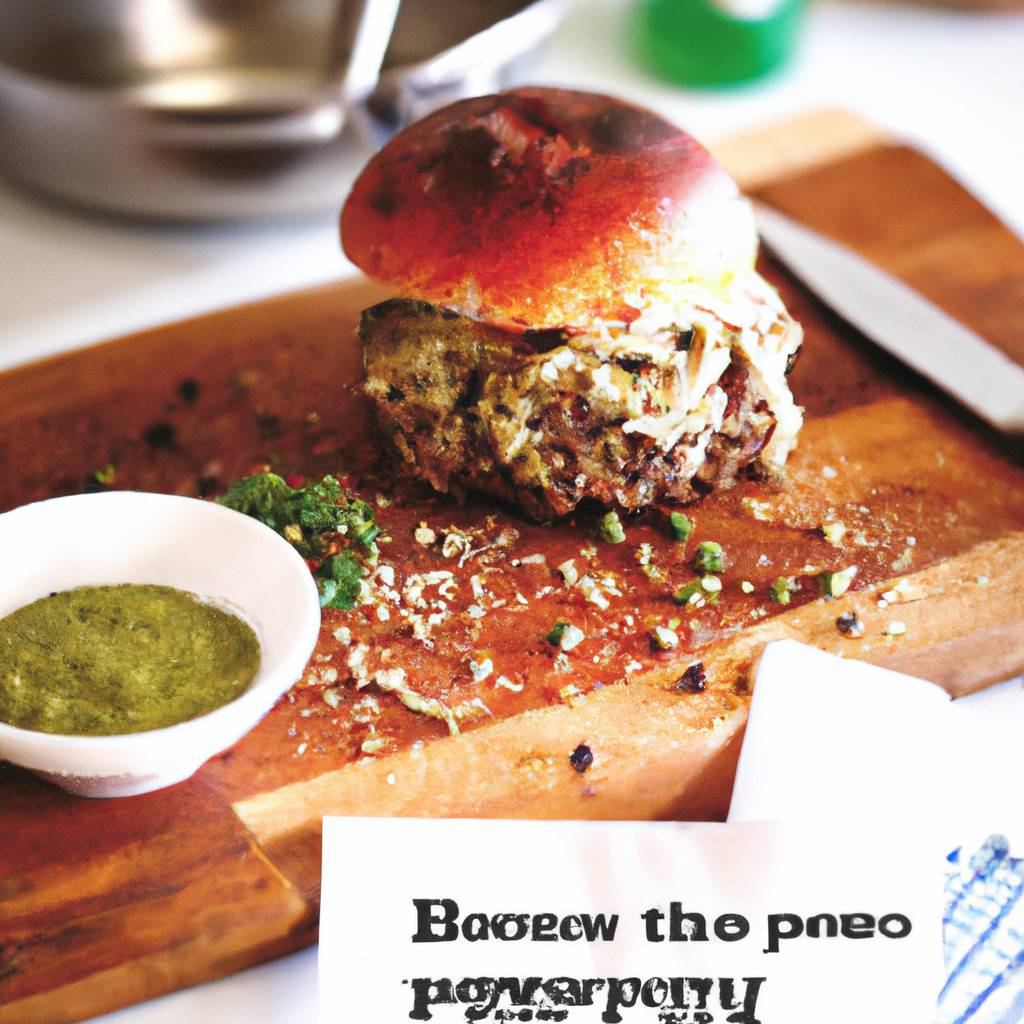 Photo illustrating the recipe from : Ground beef burger with green peppercorn sauce