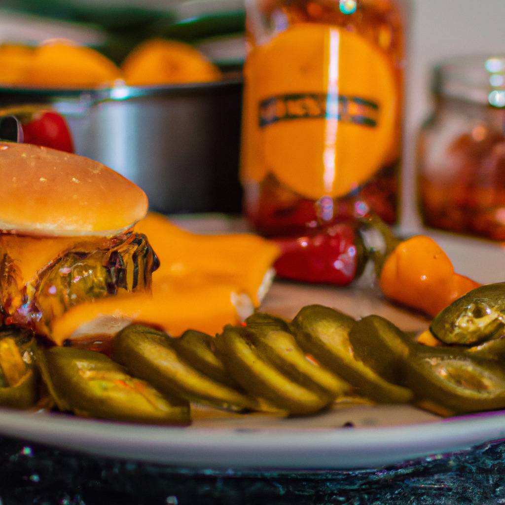Foto che illustra la ricetta da : Hamburger con formaggio cheddar e jalapeños