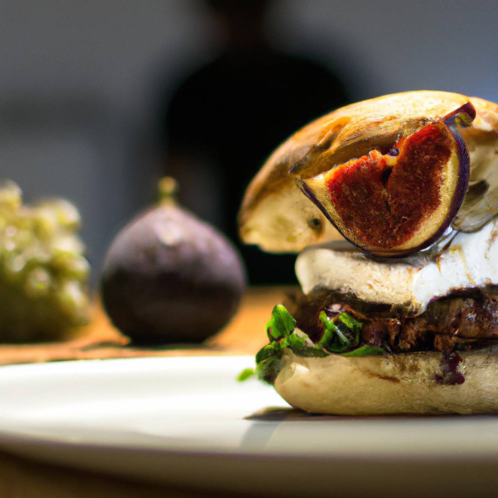 Photo illustrant la recette de : Burger au fromage de chèvre et aux figues rôties