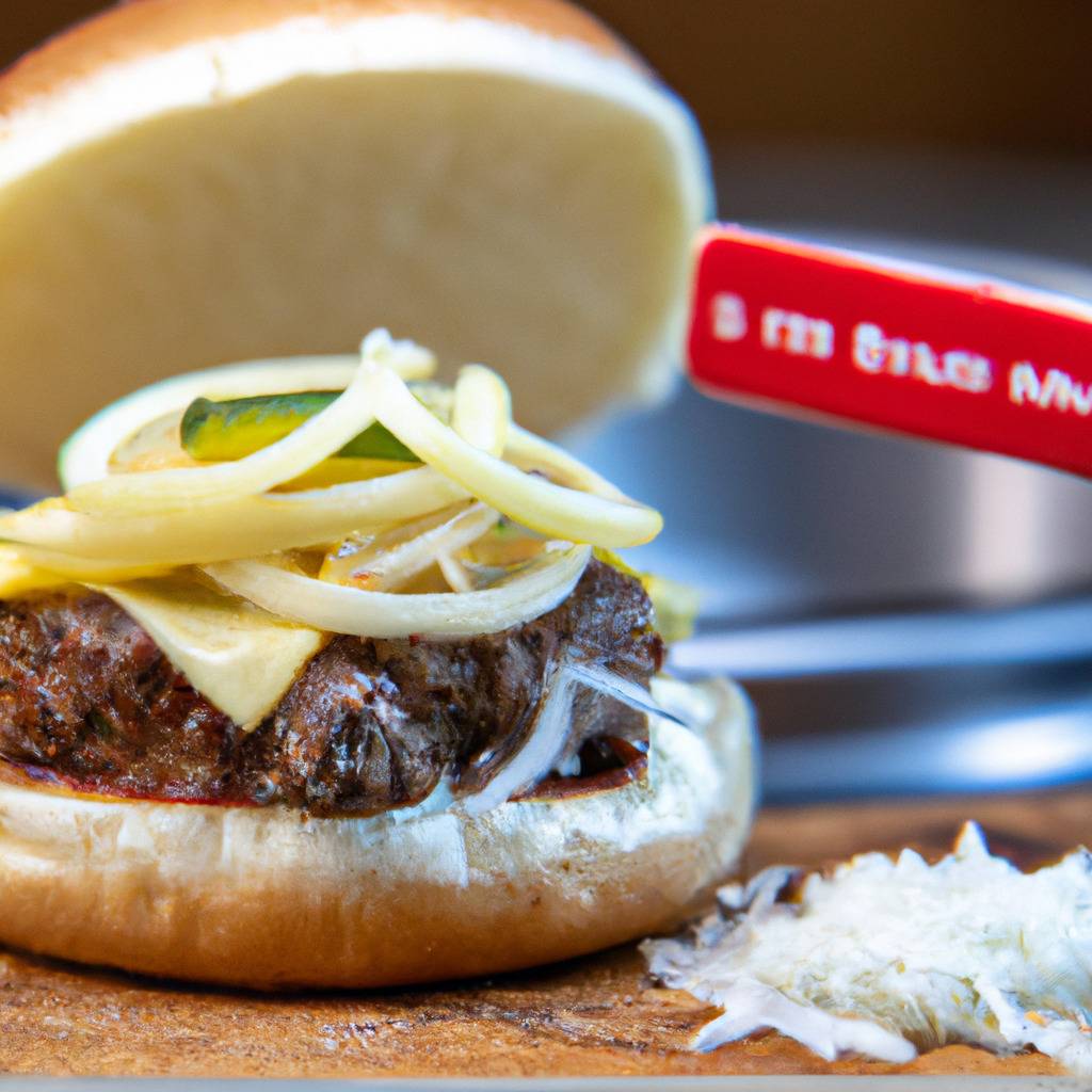 Fotografia que ilustra a receita de : Hambúrguer com queijo suíço e cebolas caramelizadas