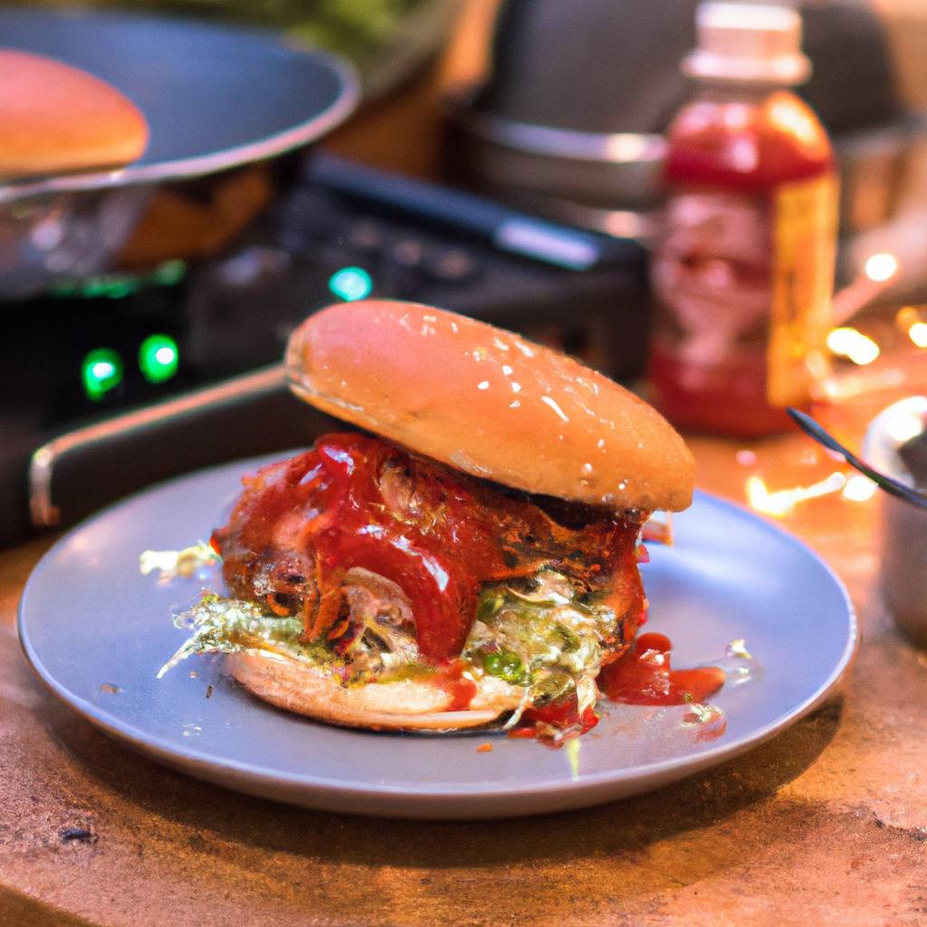 Photo illustrant la recette de : Burger au porc effiloché et à la sauce barbecue épicée