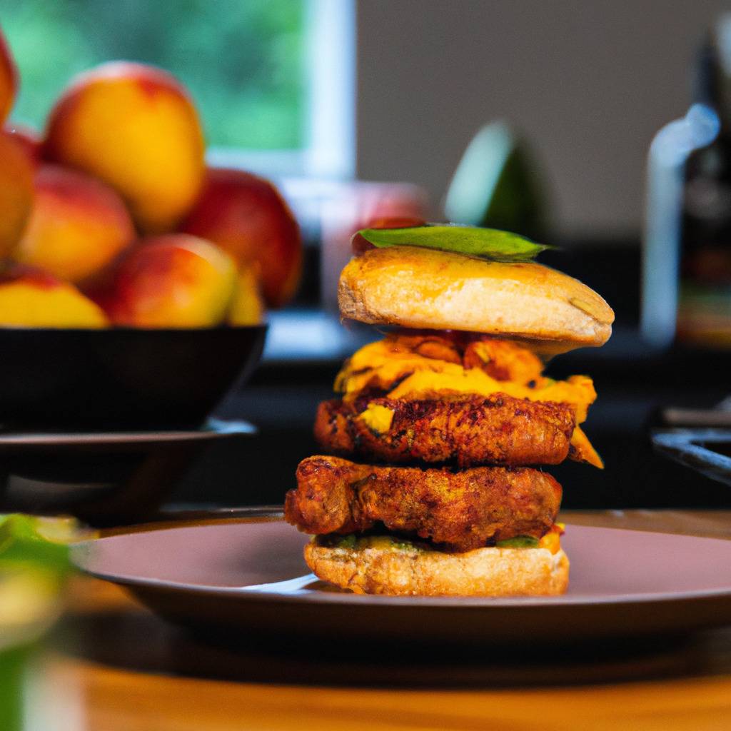 Foto che illustra la ricetta da : Hamburger di maiale speziato e mango