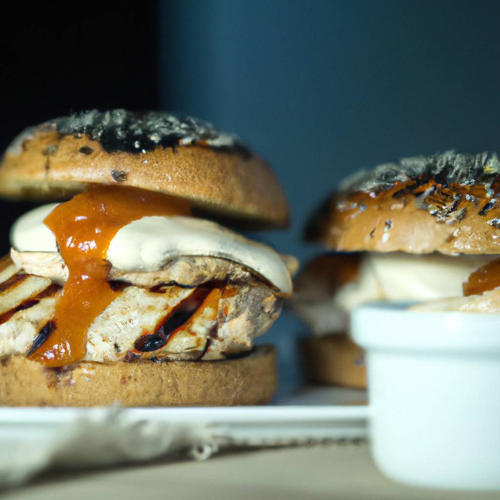 Foto que ilustra la receta de : Hamburguesa de pollo a la parrilla con salsa ranch