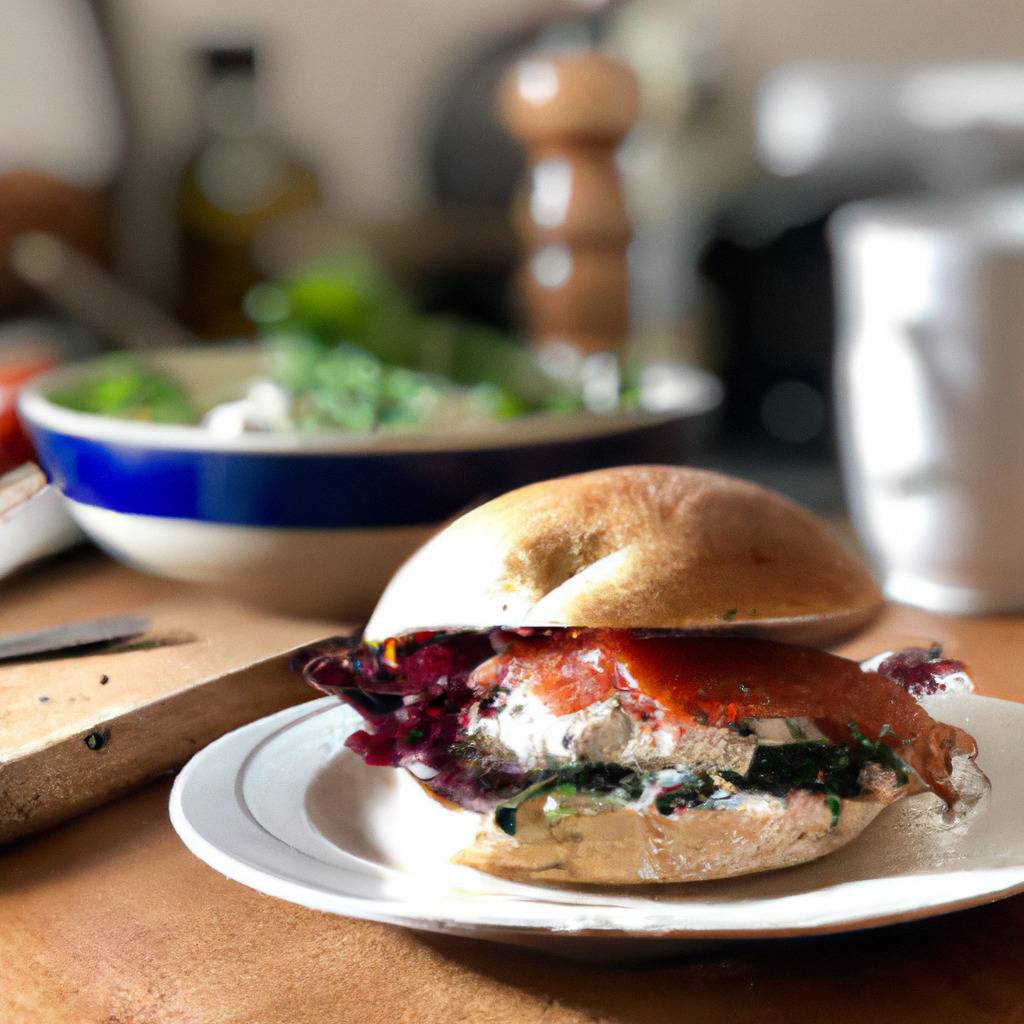 Photo illustrating the recipe from : Smoked salmon burger with sour cream