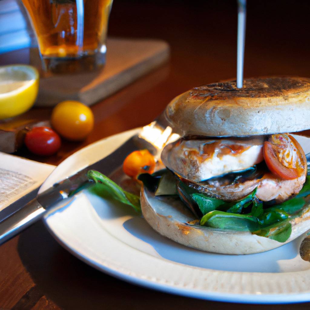 Foto que ilustra la receta de : Hamburguesa de salmón a la parrilla con salsa de arce