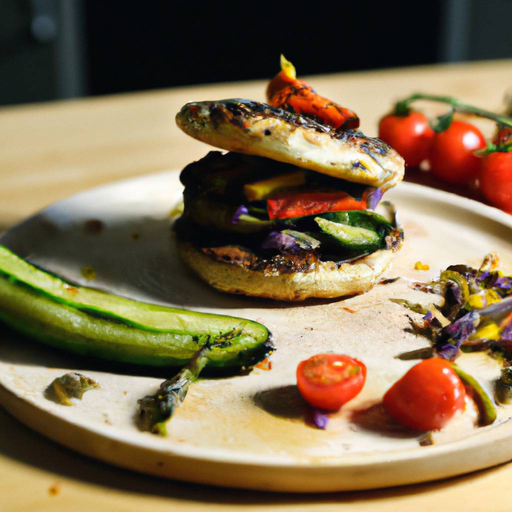Foto zur Illustration des Rezepts von : Vegetarischer Burger mit gegrilltem Gemüse