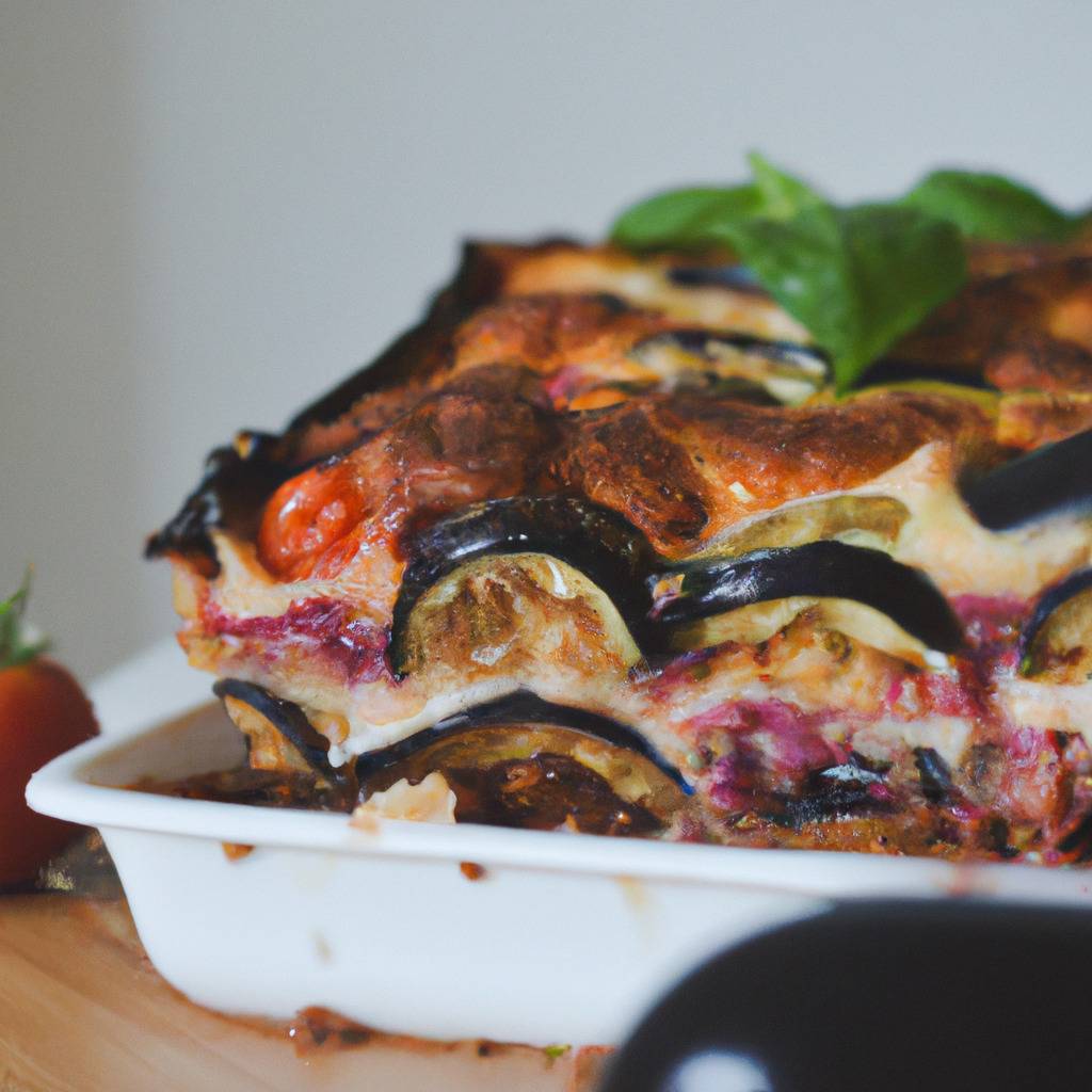 Foto que ilustra la receta de : Tarta de berenjena, tomate y mozzarella