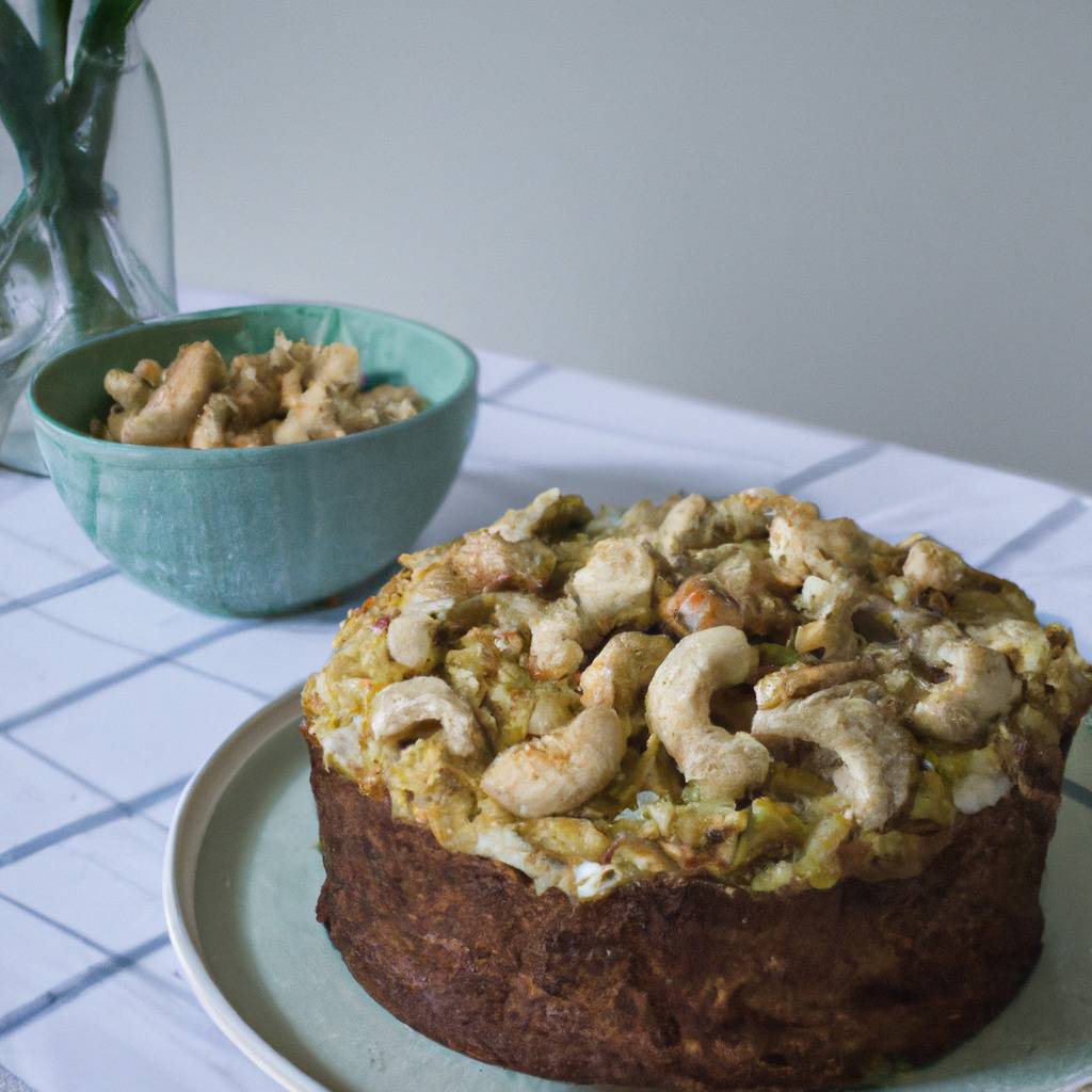 Foto que ilustra la receta de : Tarta de anacardos y calabacín