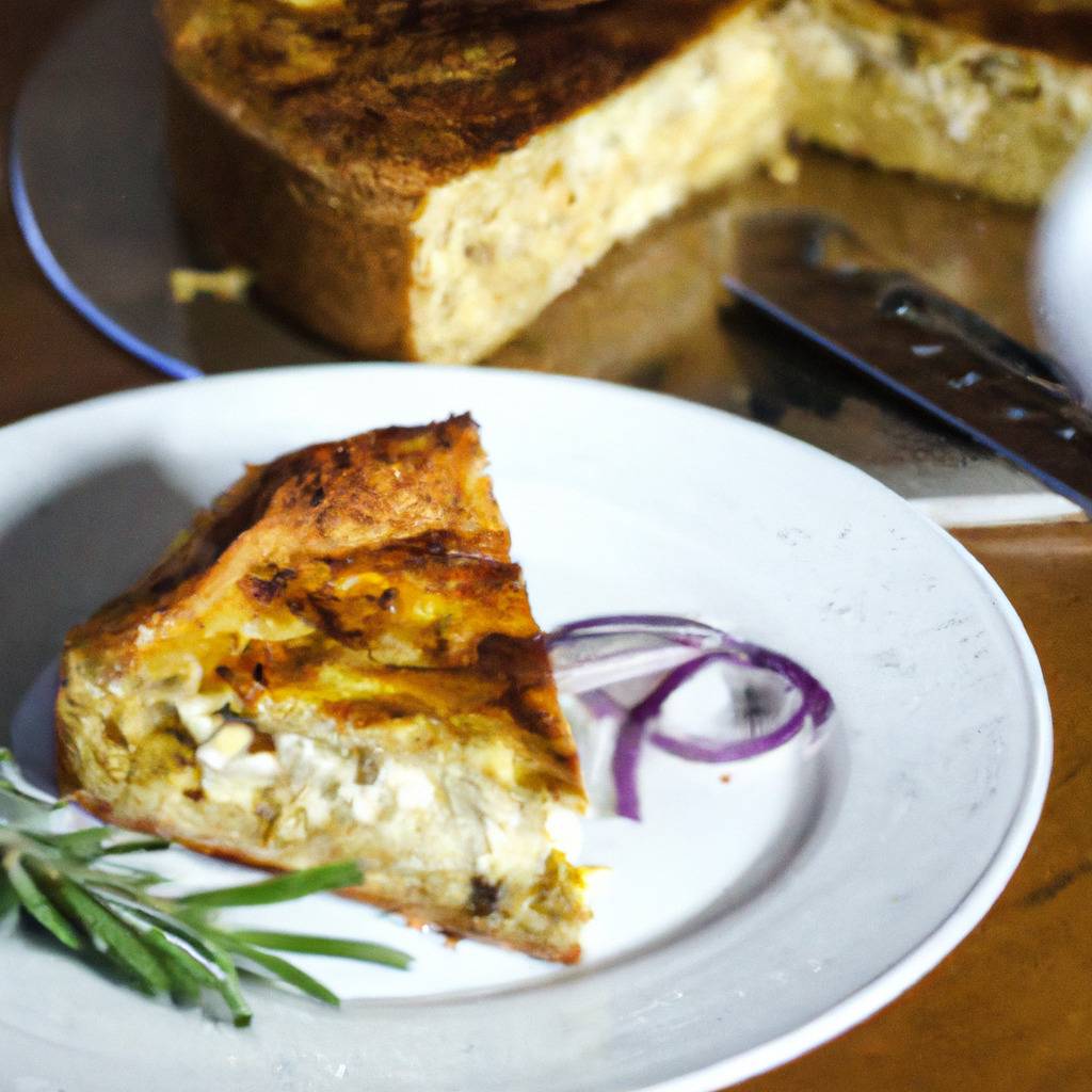 Foto que ilustra la receta de : Tarta de cebolla caramelizada y queso de cabra