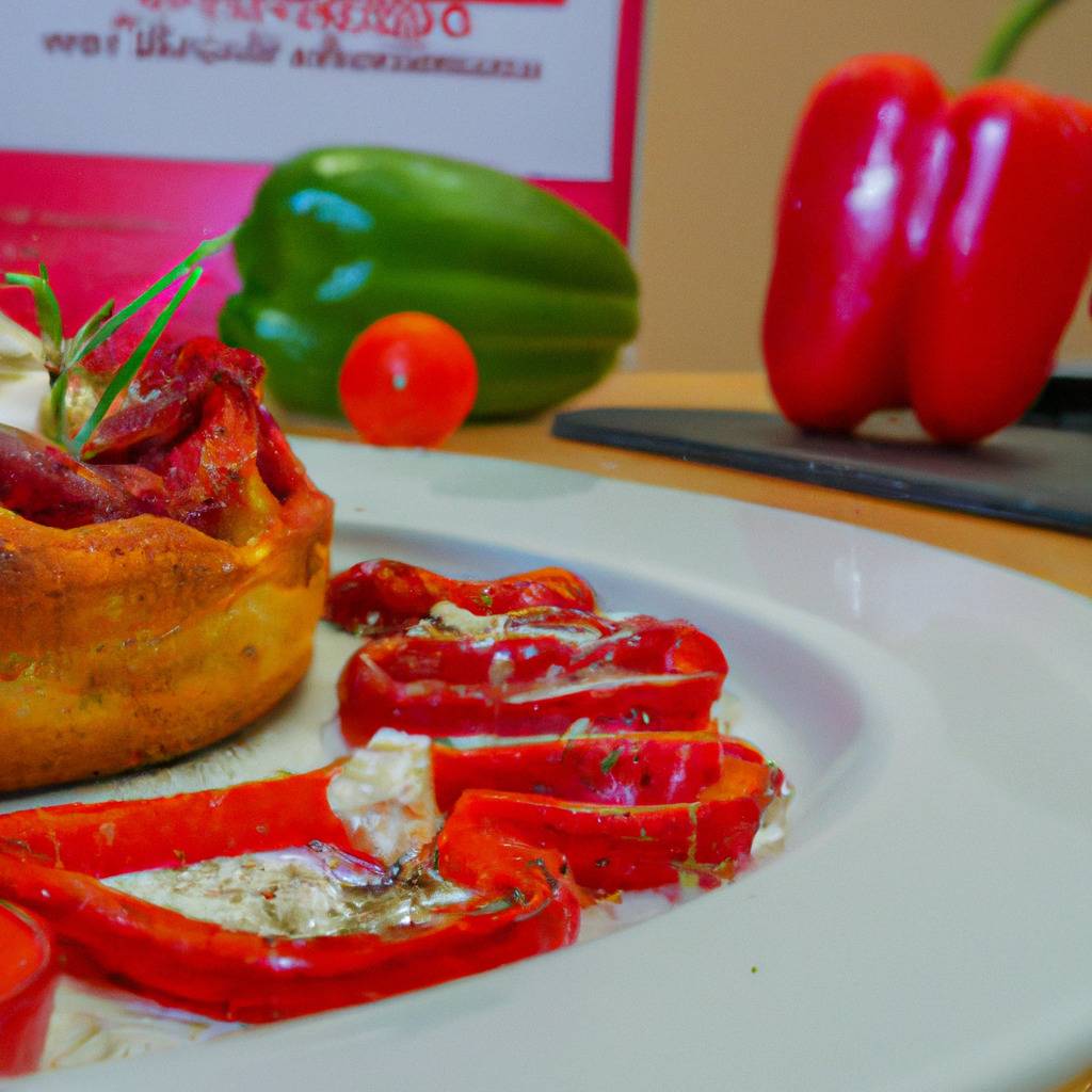 Photo illustrating the recipe from : Red bell pepper and goat cheese cake