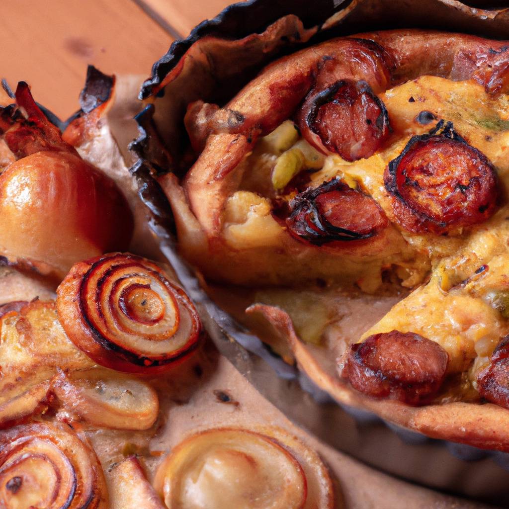 Foto que ilustra la receta de : Pastel de salchicha y cebolla