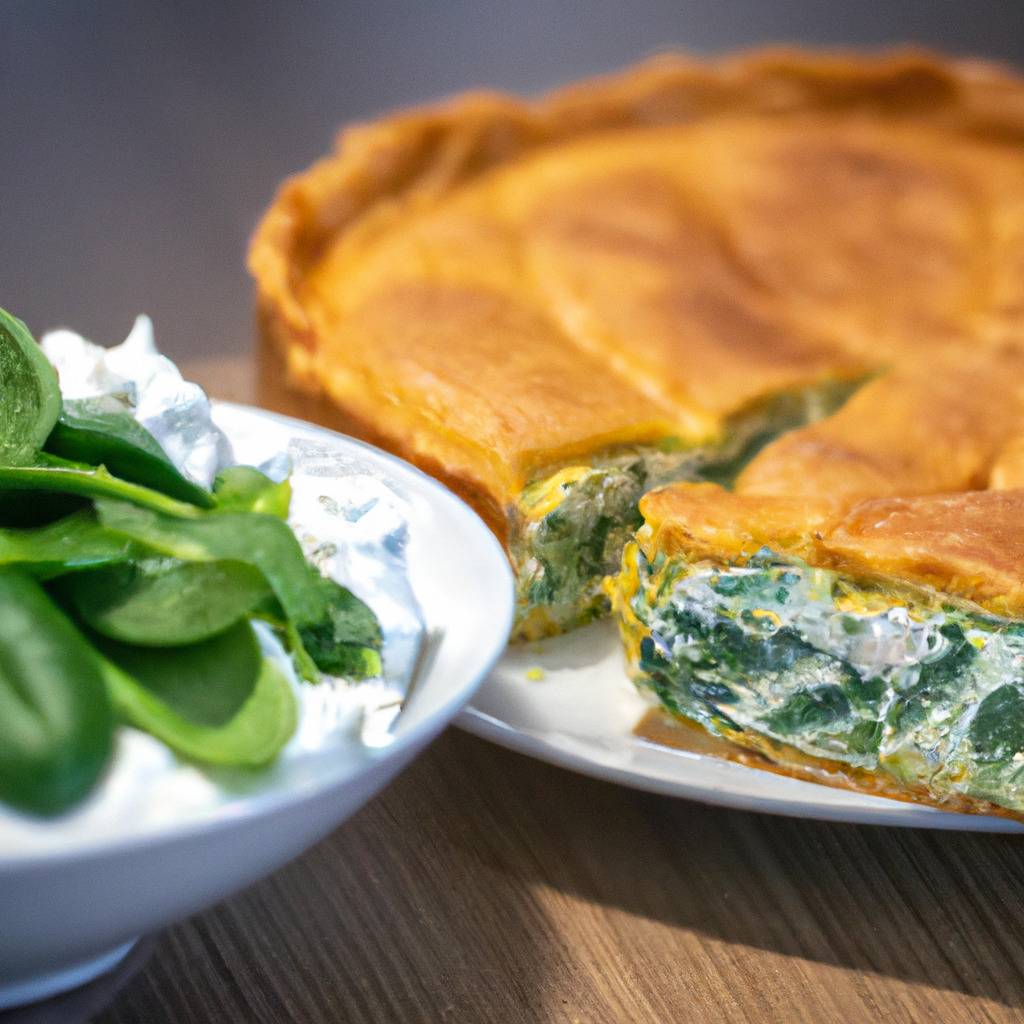 Foto que ilustra la receta de : Tarta de salmón, espinacas y queso fresco