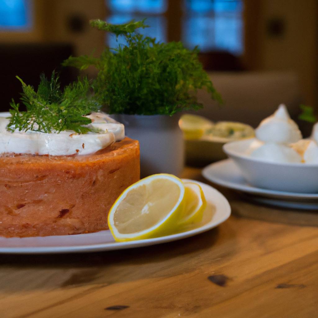 Photo illustrant la recette de : Cake au saumon fumé, crème fraîche et aneth