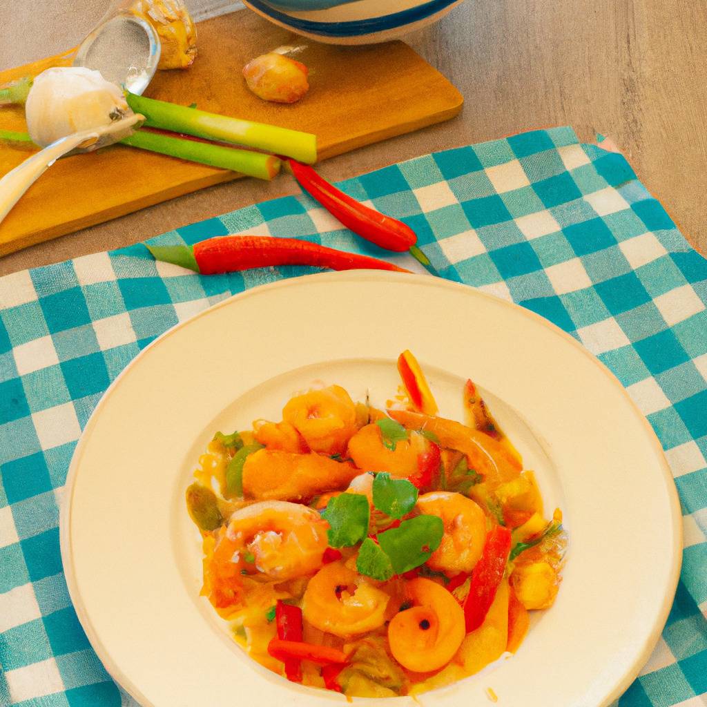 Photo illustrant la recette de : Cari de crevettes et légumes