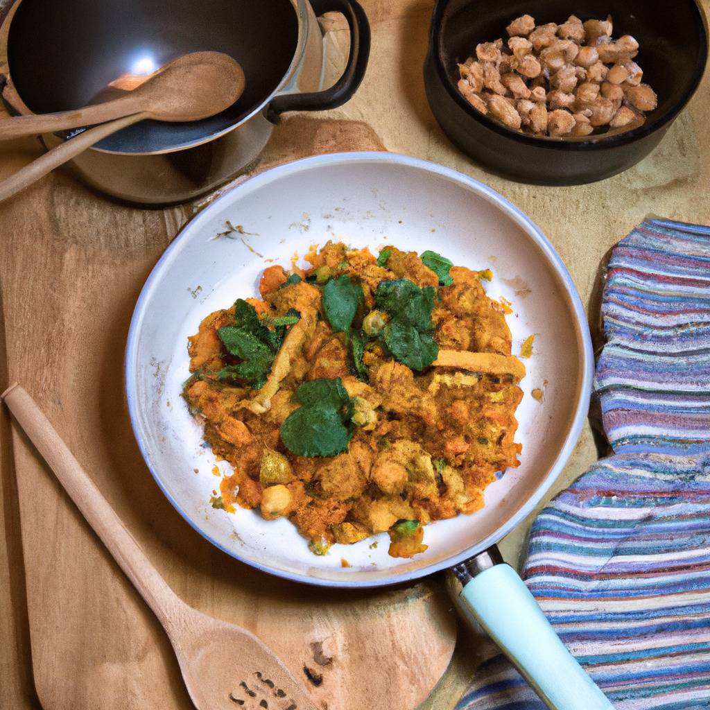 Foto que ilustra la receta de : Curry de garbanzos y boniato