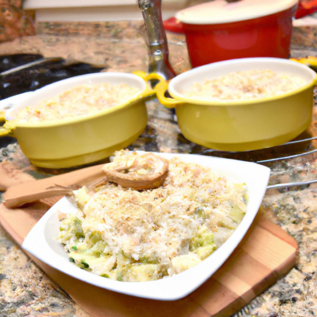 Foto che illustra la ricetta da : Casseruola di riso, pollo e broccoli