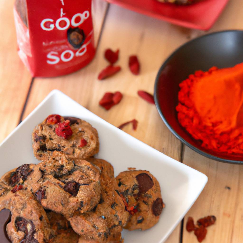 Photo illustrating the recipe from : Chocolate and goji berry cookies