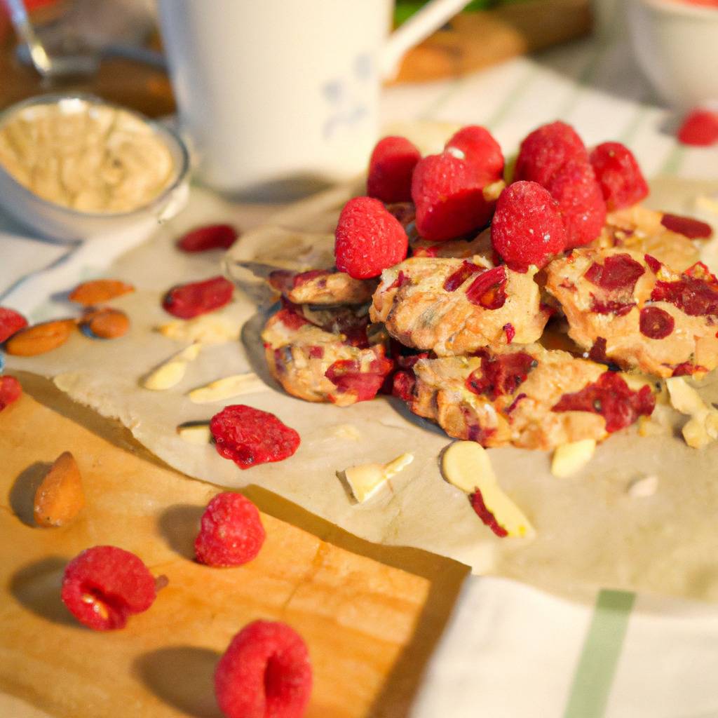 Photo illustrating the recipe from : Raspberry and almond cookies