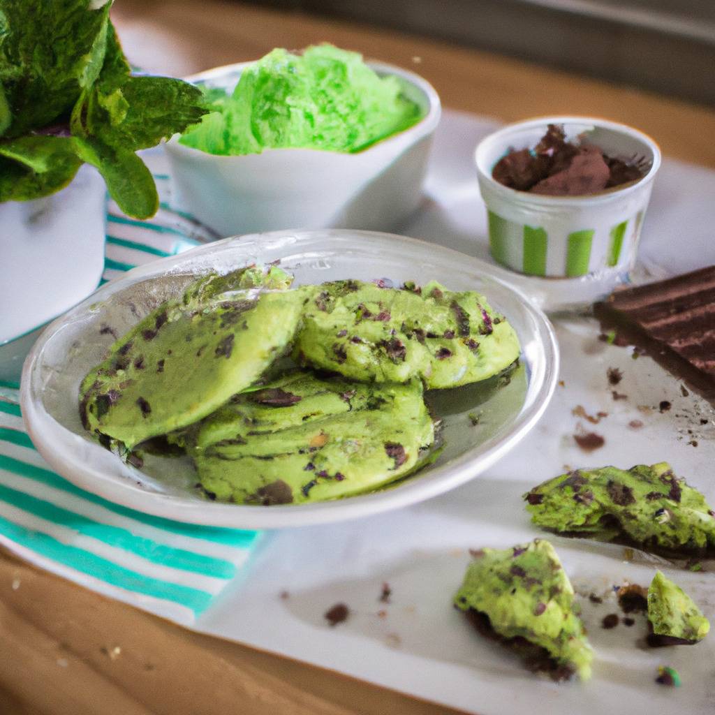 Photo illustrating the recipe from : Mint and chocolate chip cookies