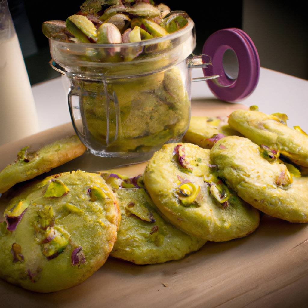 Photo illustrating the recipe from : Pistachio and white chocolate cookies