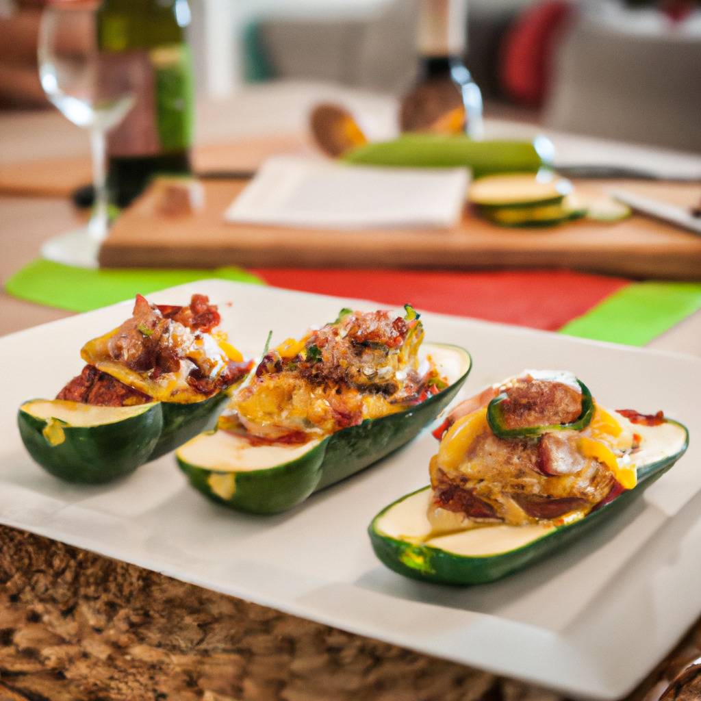 Photo illustrating the recipe from : Zucchini stuffed with cheese and bacon