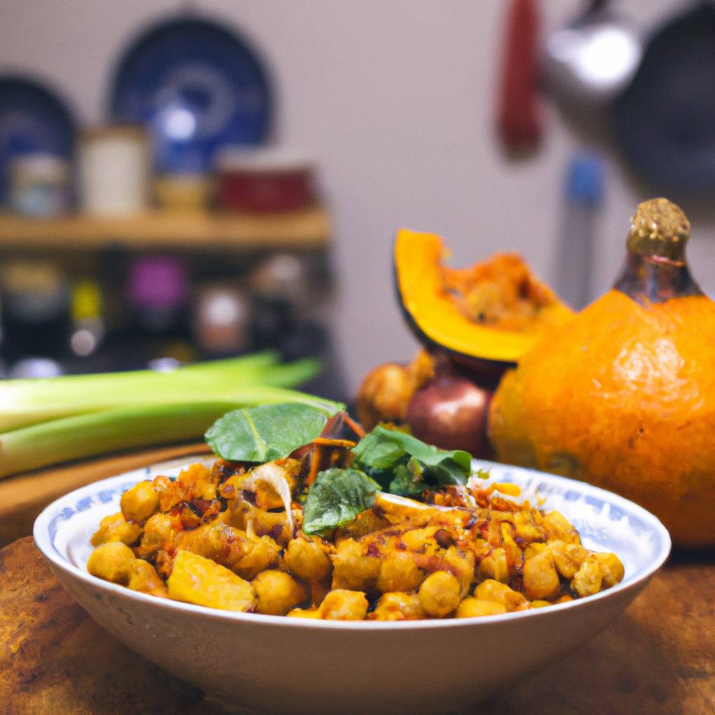 Foto que ilustra la receta de : Curry de calabaza y garbanzos