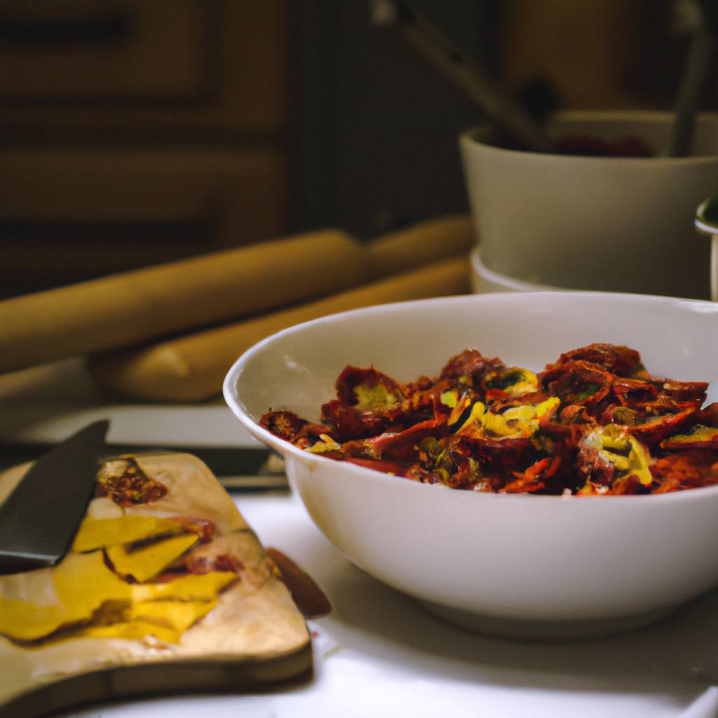 Foto que ilustra la receta de : Farfalle con salsa de tomates secos