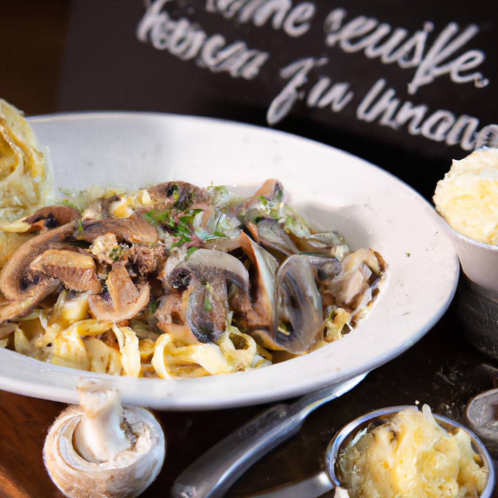 Foto que ilustra la receta de : Fettuccine con champiñones y crema