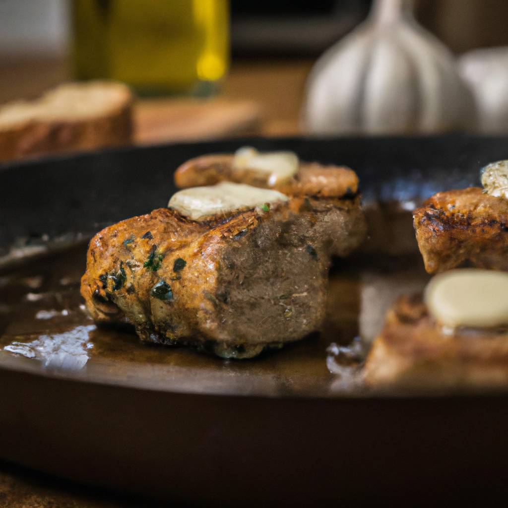 Foto que ilustra la receta de : Solomillo de cerdo a la plancha con mantequilla de ajo