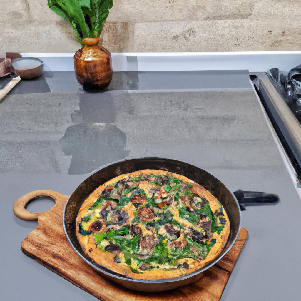 Photo illustrating the recipe from : Spinach and mushroom frittata