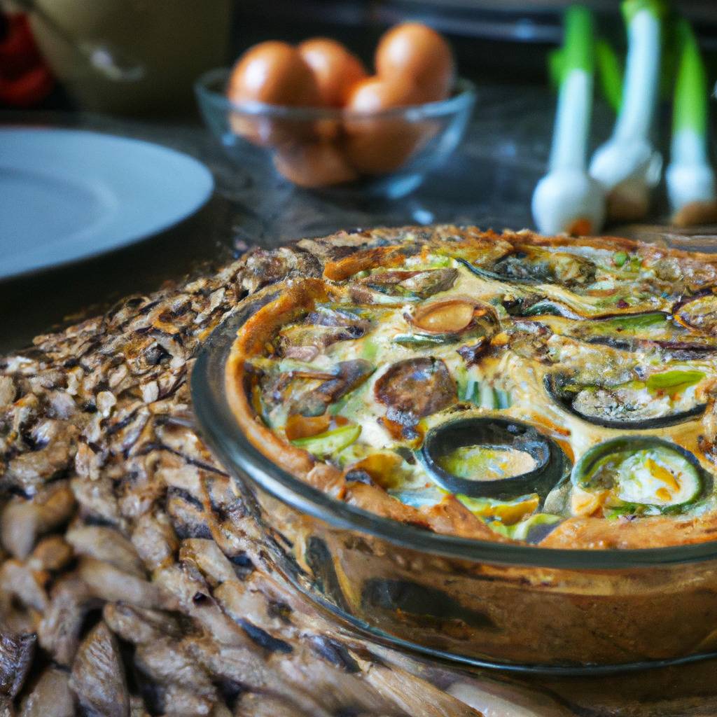 Foto que ilustra la receta de : Frittata vegana de puerros y champiñones