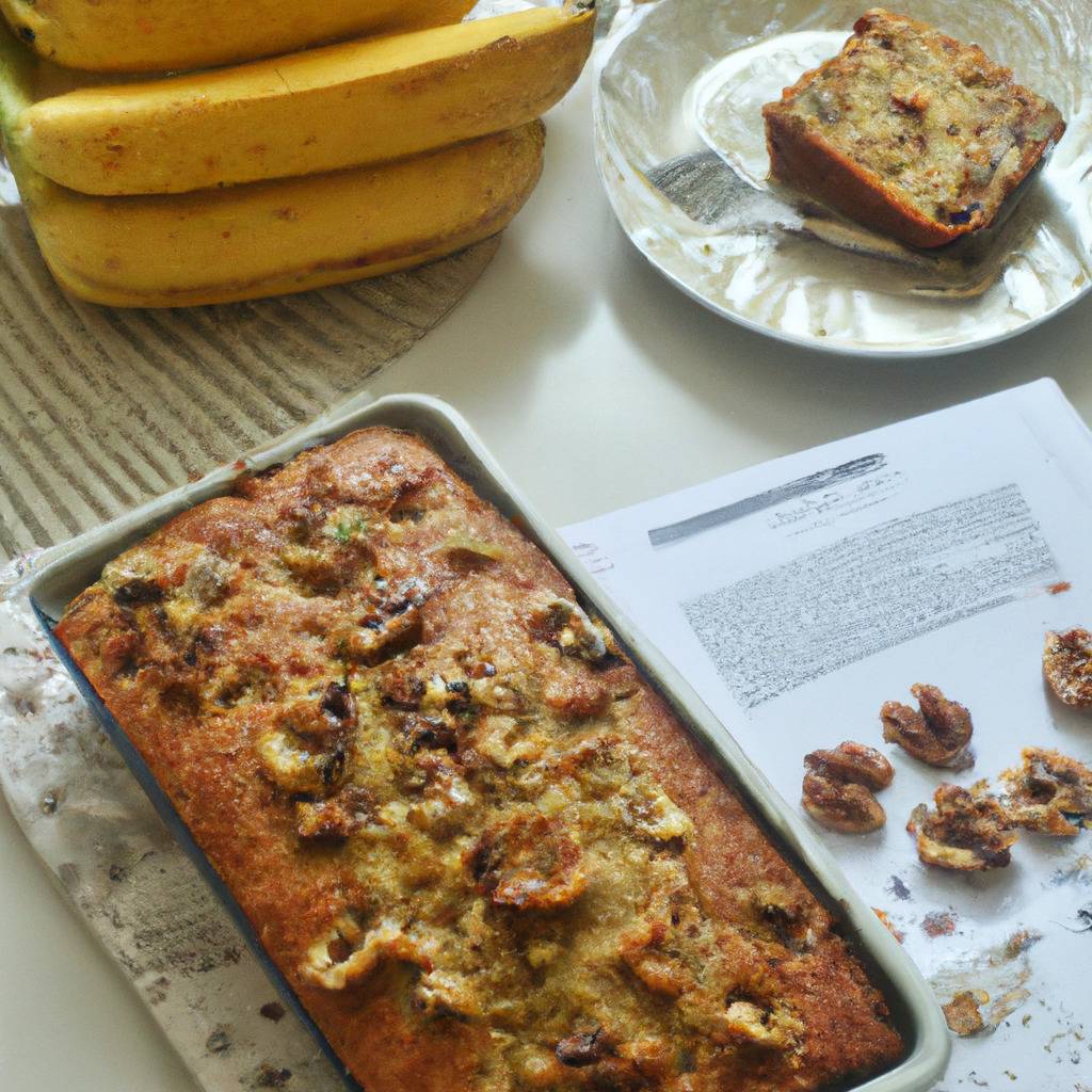 Foto que ilustra la receta de : Tarta de plátano y nueces