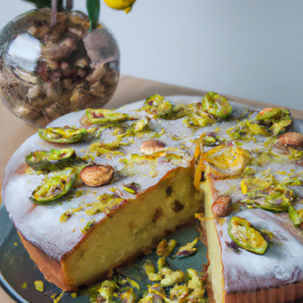 Foto che illustra la ricetta da : Torta al limone e pistacchio