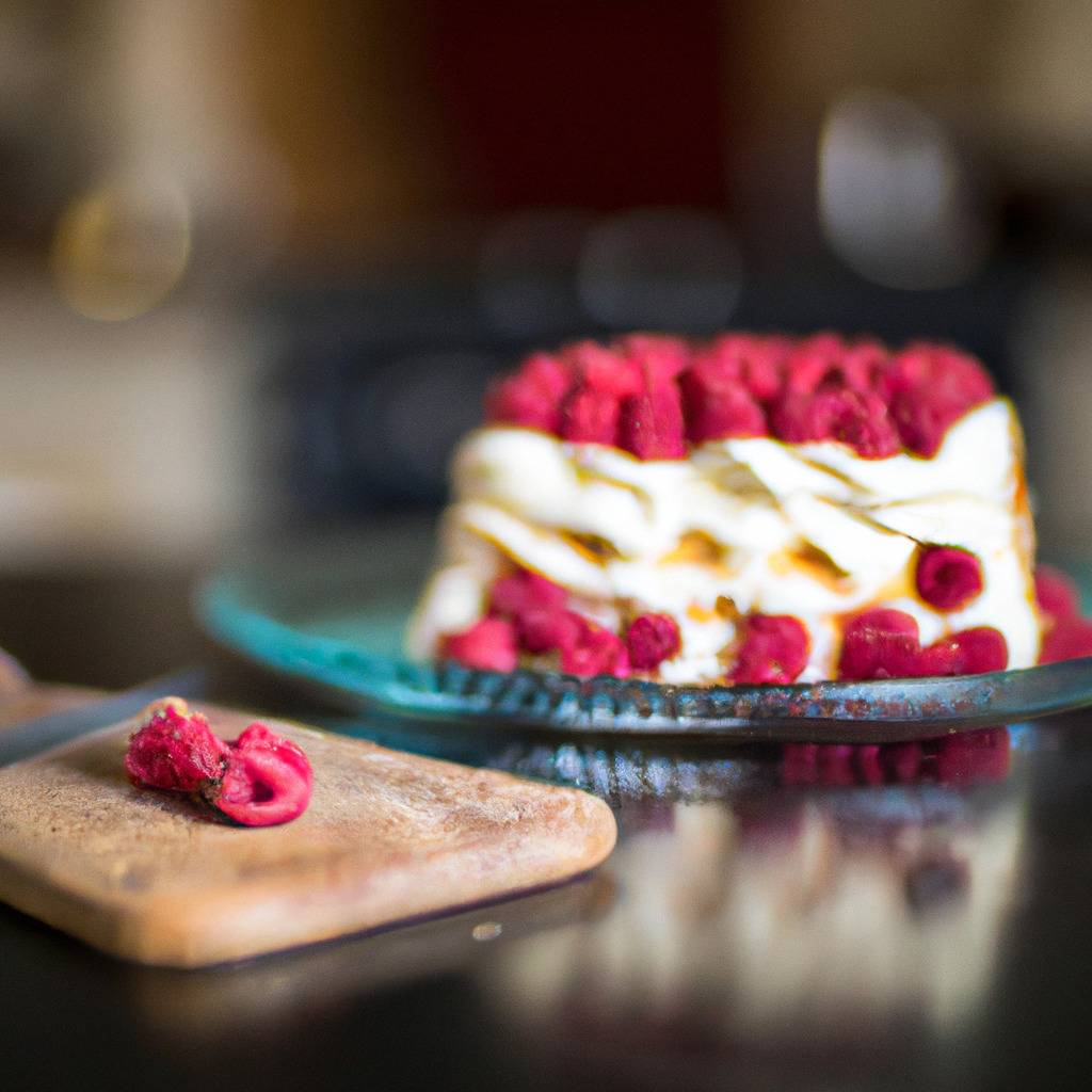 Photo illustrant la recette de : Gâteau aux framboises et à la vanille