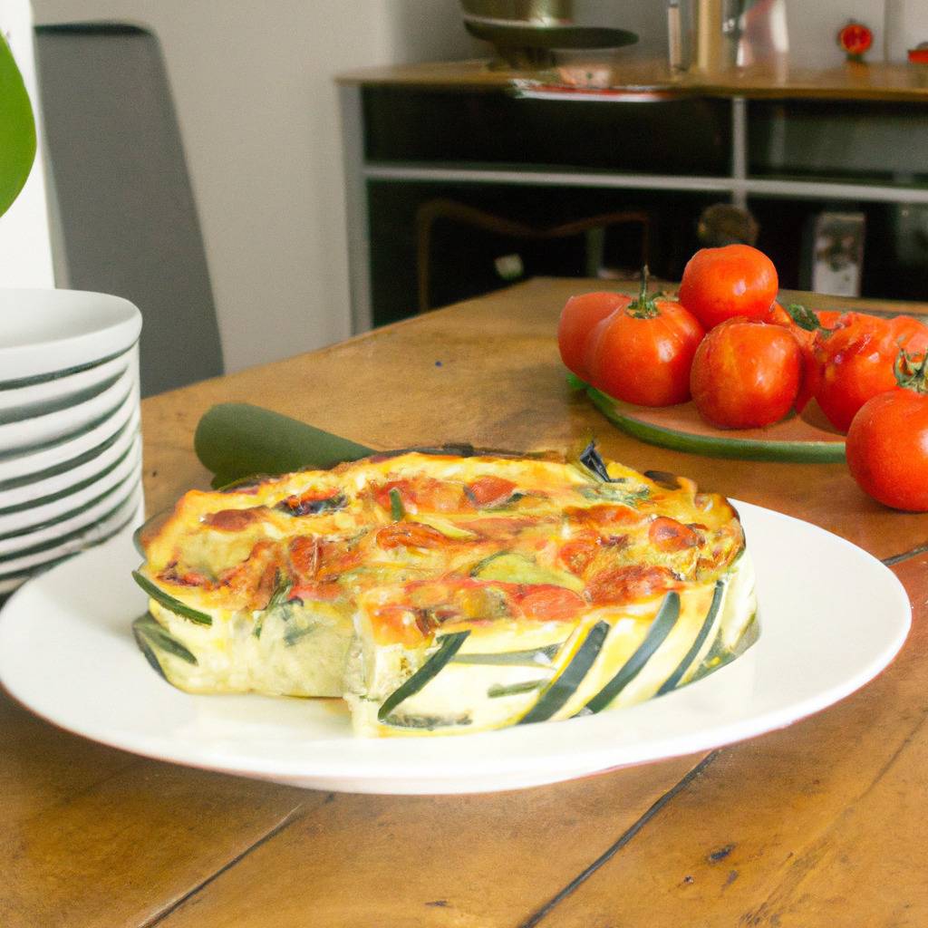 Photo illustrating the recipe from : Savory zucchini and tomato cake
