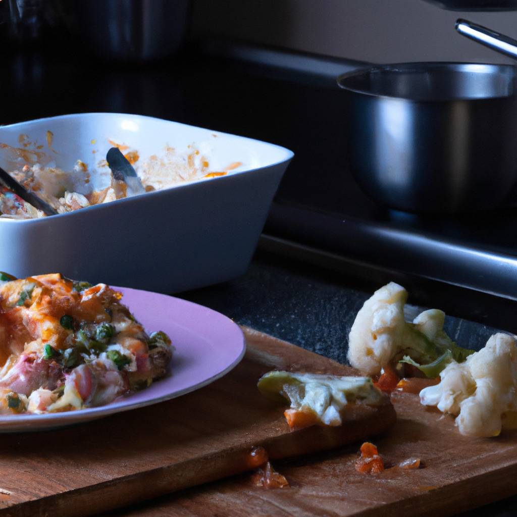 Foto que ilustra la receta de : Gratinado de coliflor y salmón