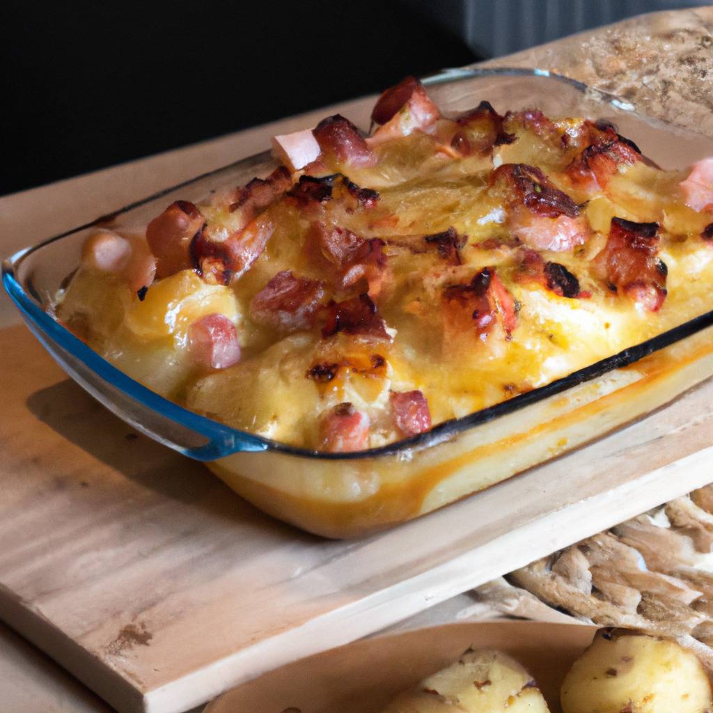 Photo illustrating the recipe from : Potato gratin with Reblochon cheese and bacon