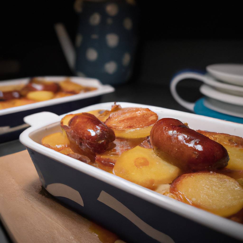 Foto que ilustra la receta de : Gratinado de patata y salchicha