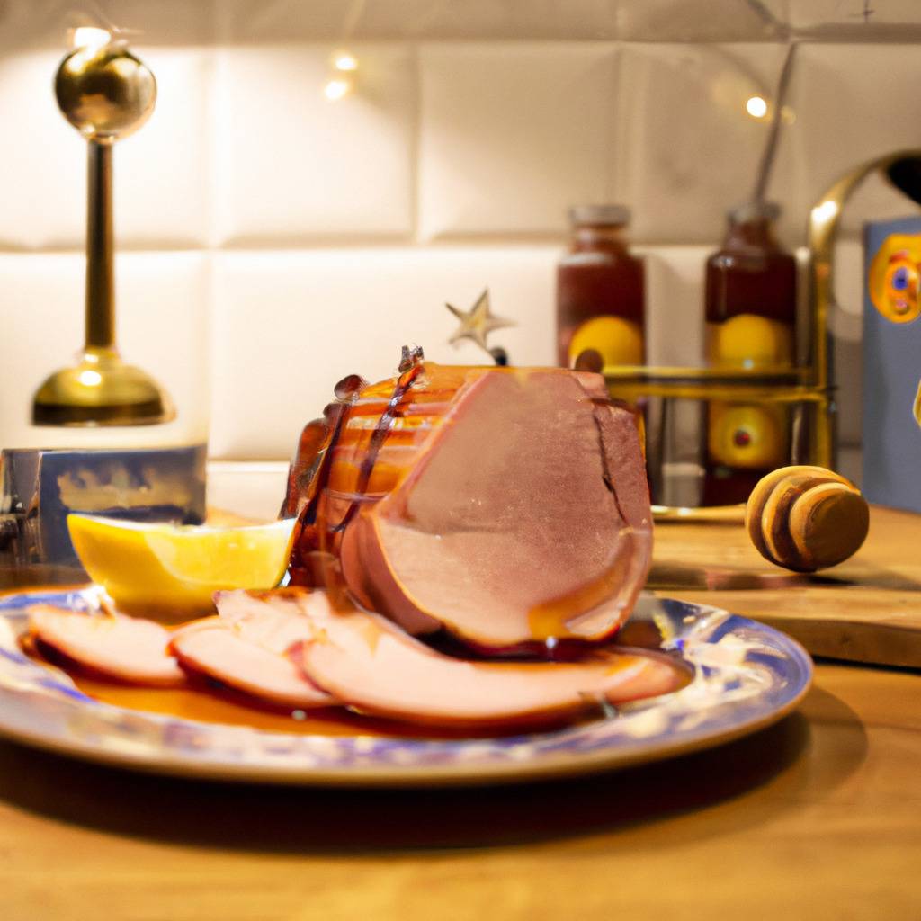 Photo illustrant la recette de : Jambon glacé au miel et à la moutarde