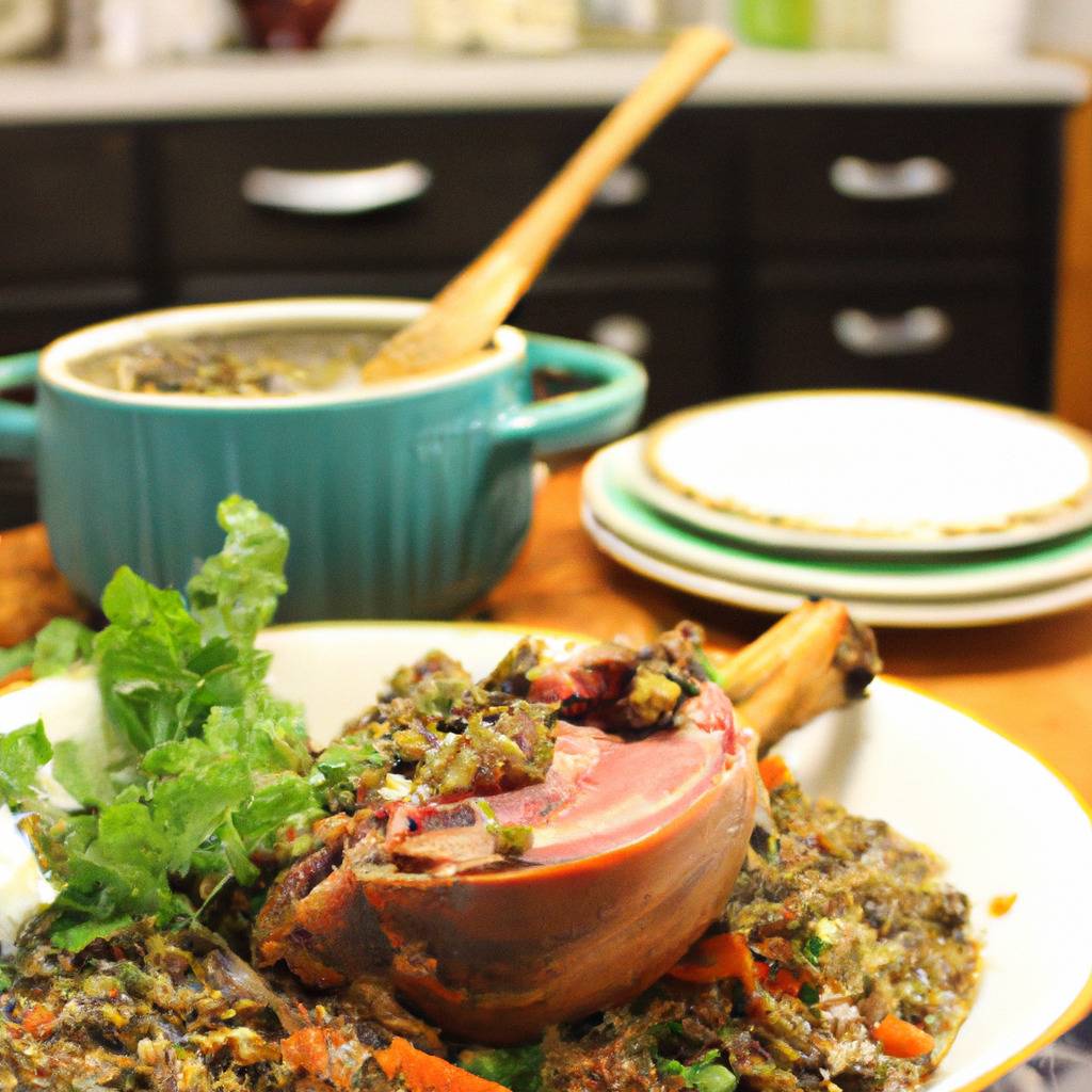 Foto che illustra la ricetta da : Stinco di maiale con lenticchie verdi di Puy