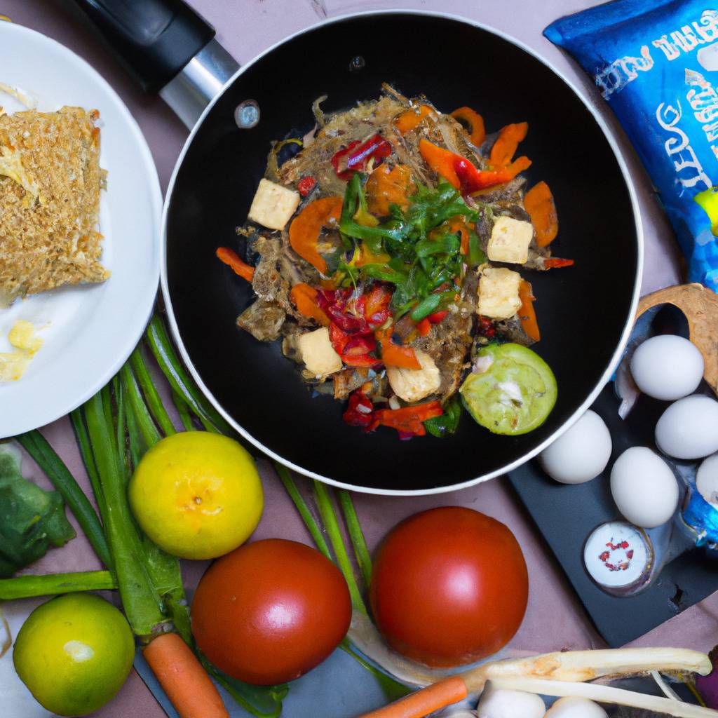 Foto que ilustra la receta de : Fideos fritos con verduras y tofu