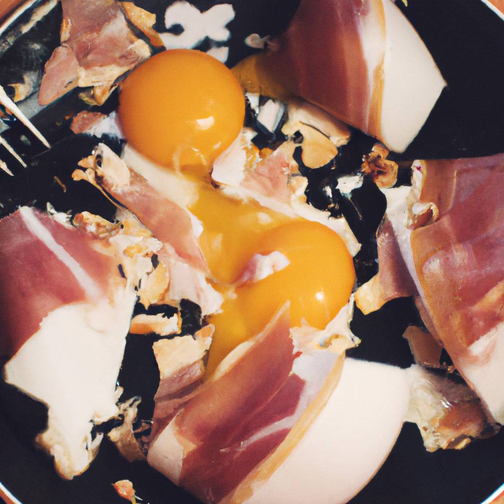 Foto que ilustra la receta de : Huevos rotos con jamón