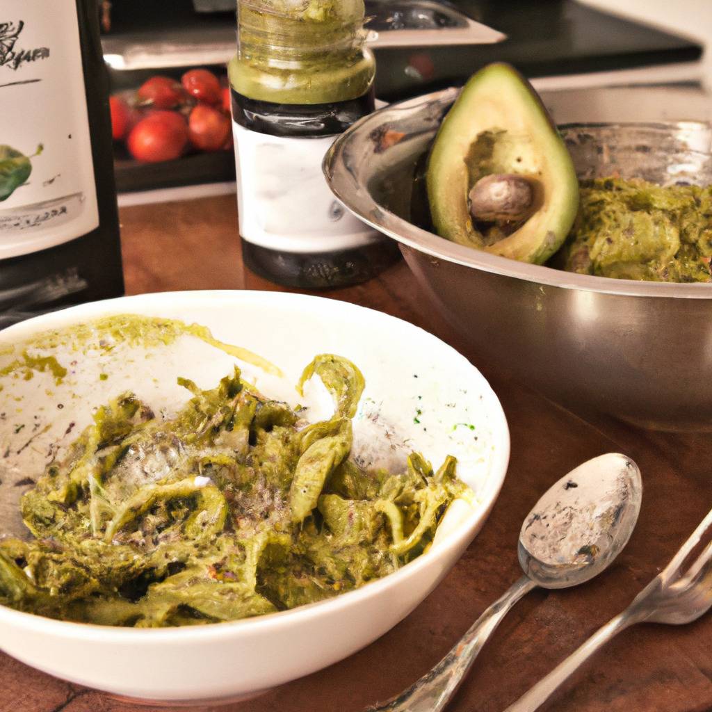 Foto che illustra la ricetta da : Pasta con pesto di avocado